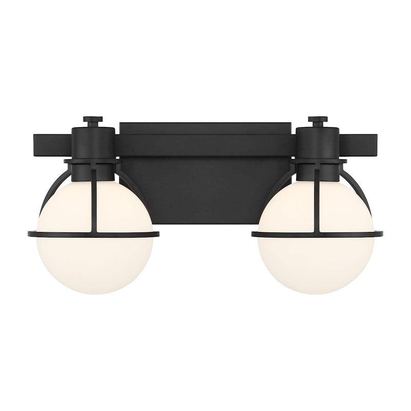 Savoy House Pierce 2 Light Bath, Matte Black/Opal
