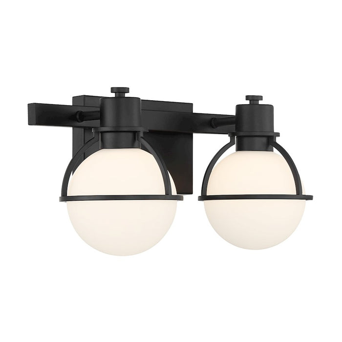 Savoy House Pierce 2 Light Bath, Matte Black/Opal