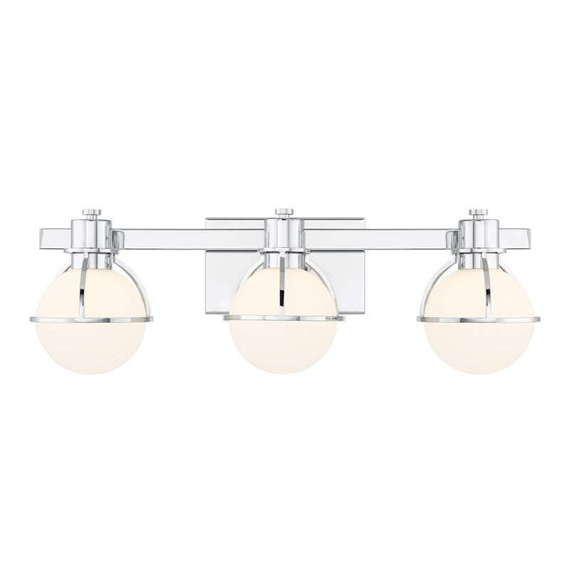 Savoy House Pierce 3 Light Bath, Chrome/Opal