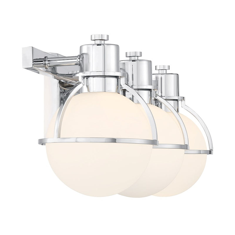 Savoy House Pierce 3 Light Bath, Chrome/Opal