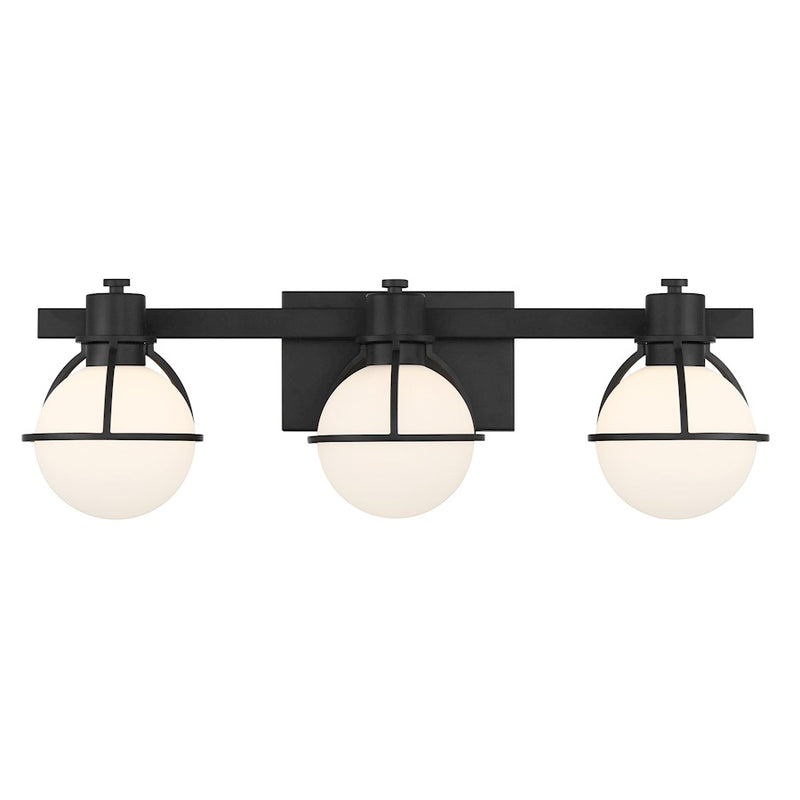 Savoy House Pierce 3 Light Bath, Matte Black/Opal