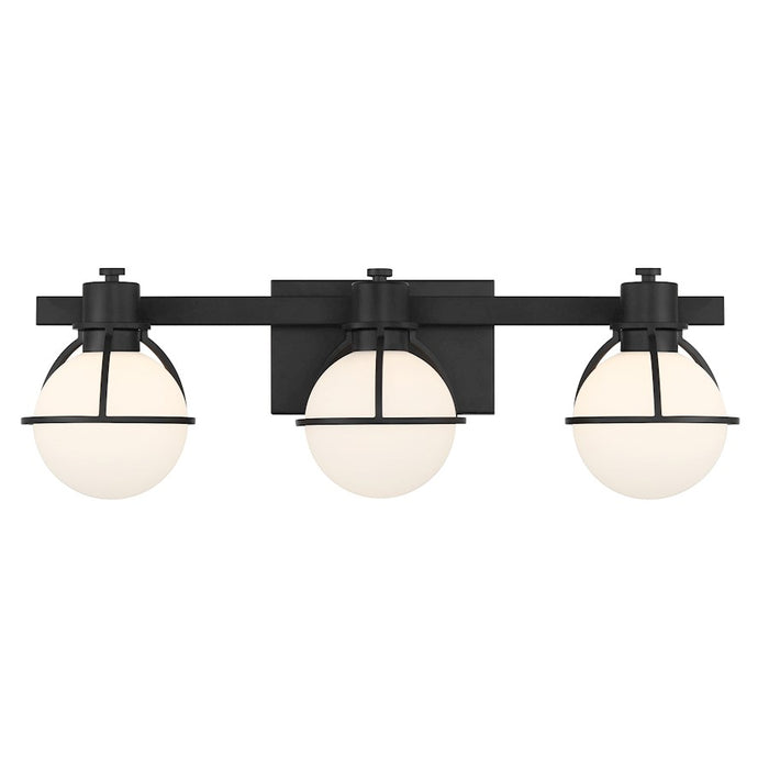 Savoy House Pierce 3 Light Bath, Matte Black/Opal - 8-1060-3-BK