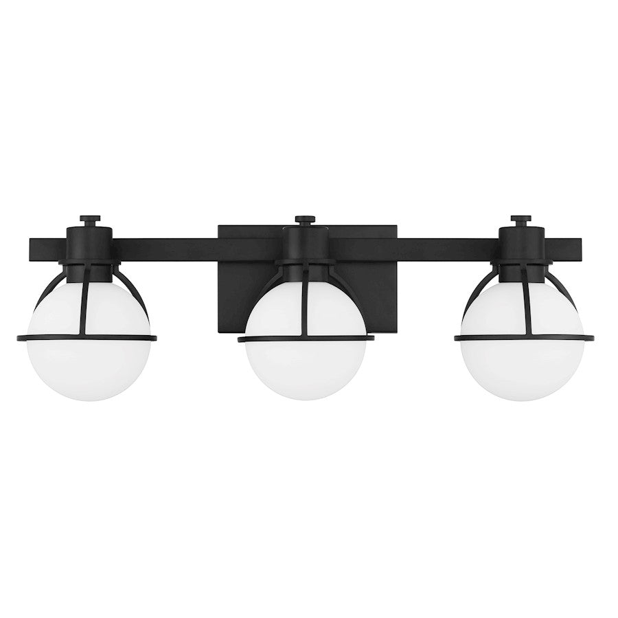 Savoy House Pierce 3 Light Bath, Matte Black/Opal