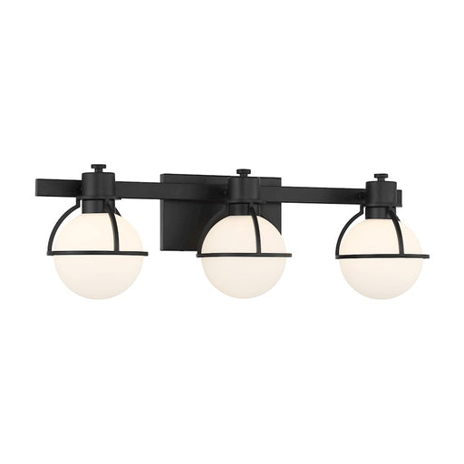 Savoy House Pierce 3 Light Bath, Matte Black/Opal