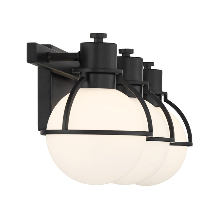 Savoy House Pierce 3 Light Bath, Matte Black/Opal
