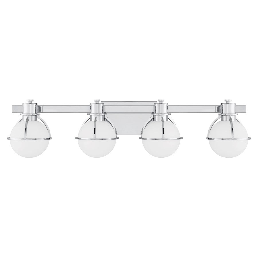 Savoy House Pierce 4 Light Bath, Chrome/Opal