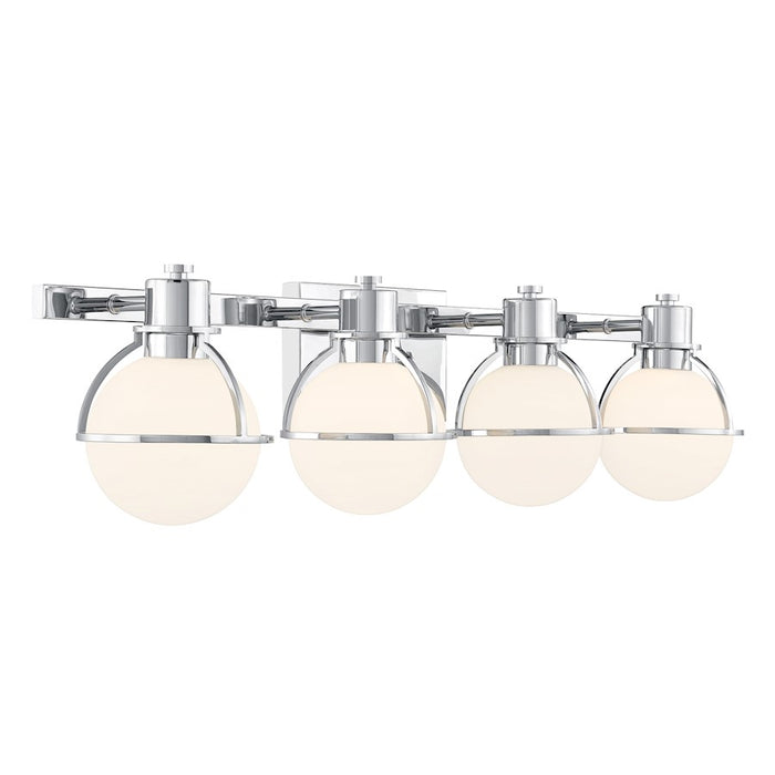 Savoy House Pierce 4 Light Bath, Chrome/Opal