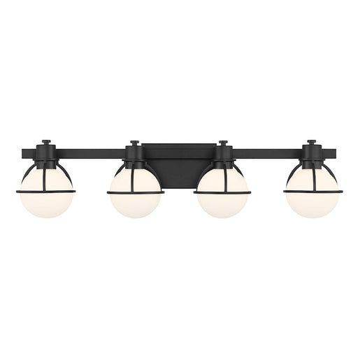 Savoy House Pierce 4 Light Bath, Matte Black/Opal - 8-1060-4-BK