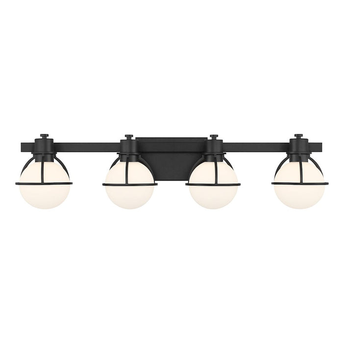 Savoy House Pierce 4 Light Bath, Matte Black/Opal - 8-1060-4-BK