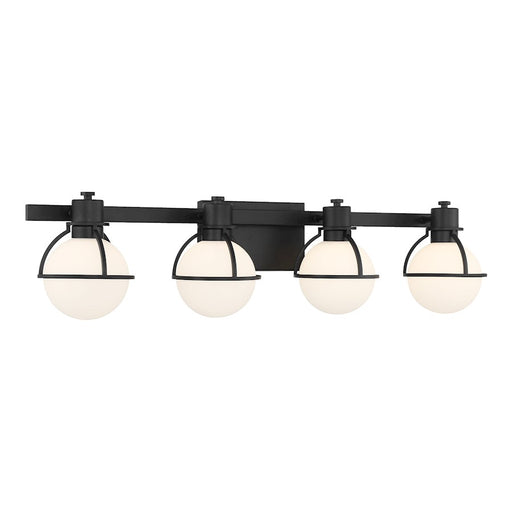 Savoy House Pierce 4 Light Bath, Matte Black/Opal