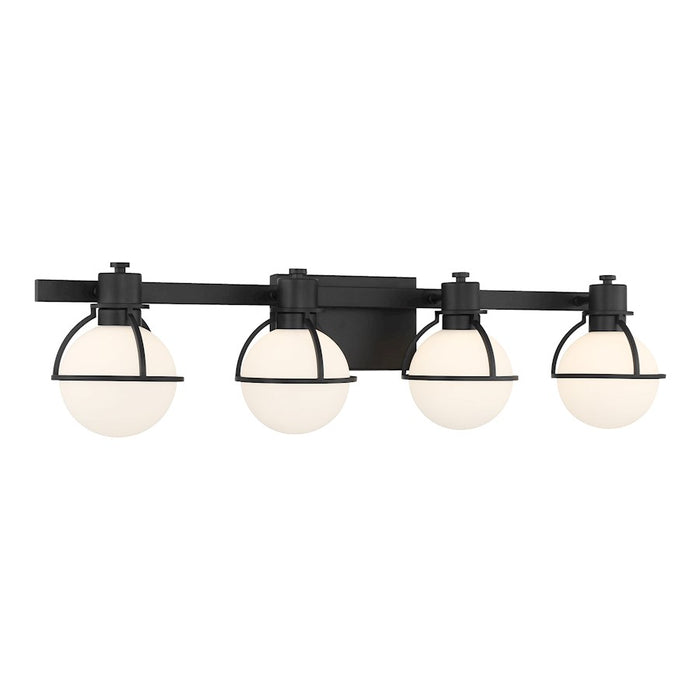 Savoy House Pierce 4 Light Bath, Matte Black/Opal