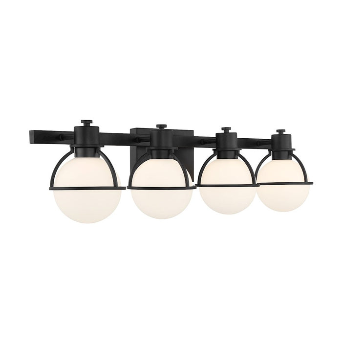 Savoy House Pierce 4 Light Bath, Matte Black/Opal