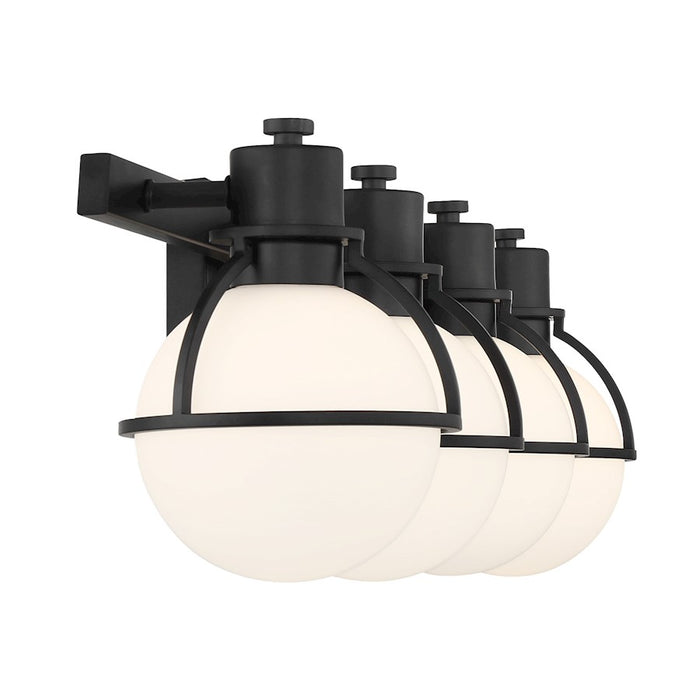 Savoy House Pierce 4 Light Bath, Matte Black/Opal