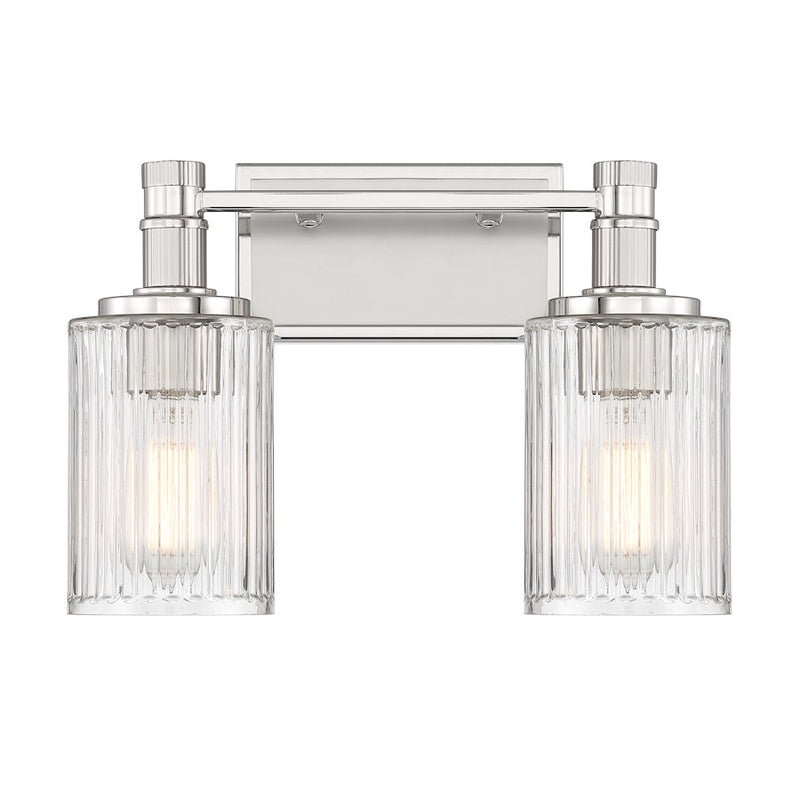 Savoy House Concord 2 Light Bath, Silver/Polished Nickel/Ribbed