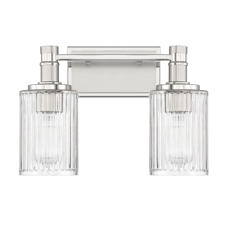 Savoy House Concord 2 Light Bath, Silver/Polished Nickel/Ribbed