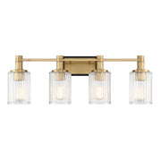 Savoy House Concord 4 Light Bath, Matte Black/Warm Brass/Ribbed - 8-1102-4-143