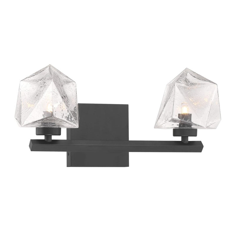 Savoy House Castello 2 Lt Bath Sconce, Clear, Matte Black