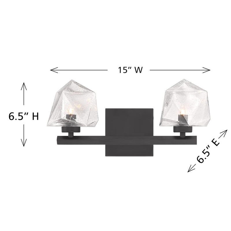Savoy House Castello 2 Lt Bath Sconce, Clear, Matte Black
