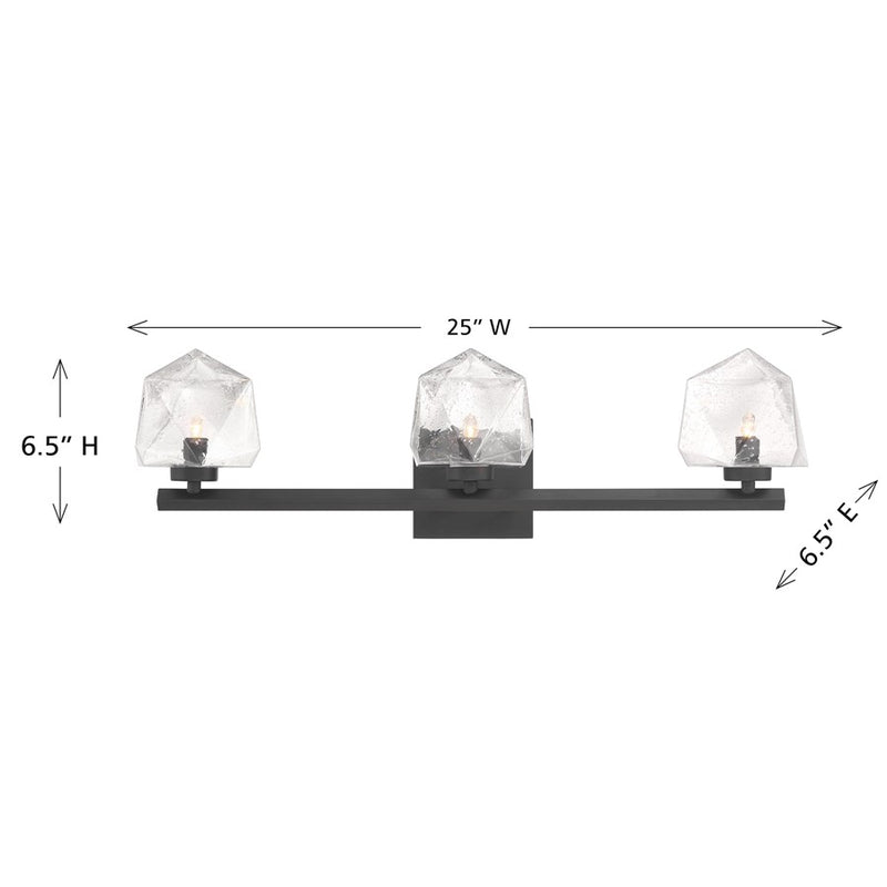 Savoy House Castello 3 Lt Bath Sconce, Clear, Matte Black
