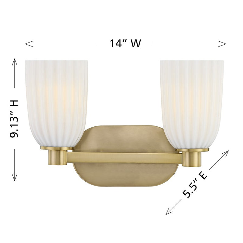 Savoy House Essentials Baldwin 2 Lt Bath Sconce, Noble Brass