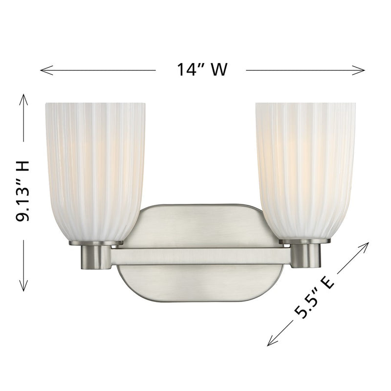 Savoy House Essentials Baldwin 2 Lt Bath Sconce, Satin Nickel