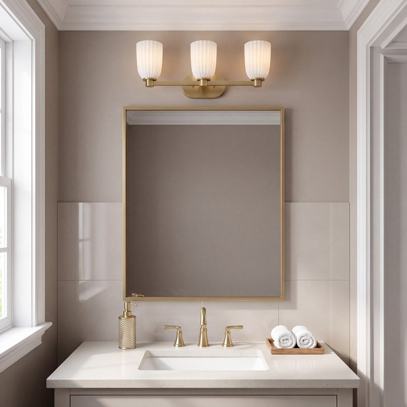 Savoy House Essentials Baldwin 3 Lt Bath Sconce, Noble Brass