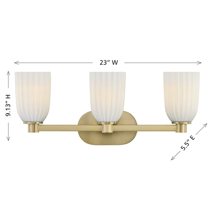 Savoy House Essentials Baldwin 3 Lt Bath Sconce, Noble Brass