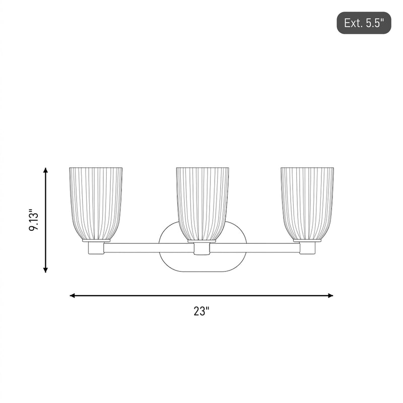 Savoy House Essentials Baldwin 3 Lt Bath Sconce, Matte Black