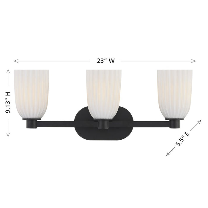 Savoy House Essentials Baldwin 3 Lt Bath Sconce, Matte Black