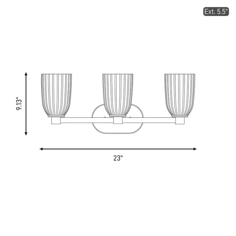 Savoy House Essentials Baldwin 3 Lt Bath Sconce, Satin Nickel