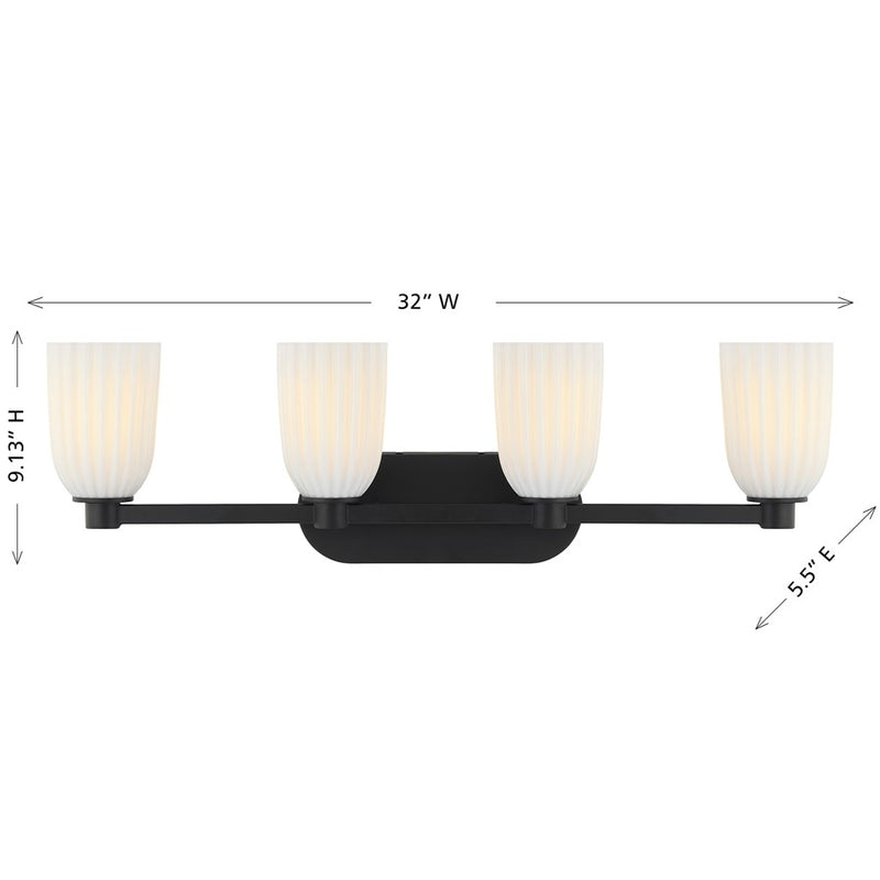 Savoy House Essentials Baldwin 4 Lt Bath Sconce, Matte Black