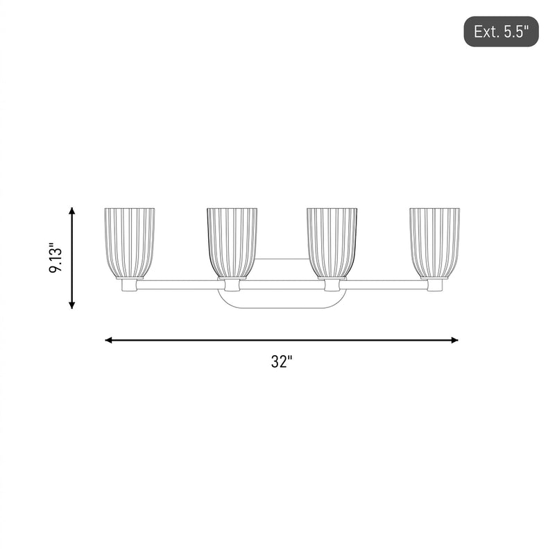 Savoy House Essentials Baldwin 4 Lt Bath Sconce, Satin Nickel