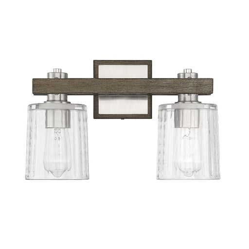 Savoy House Halifax 2Lt Bathroom Vanity Light, Nickel/Gray Wood