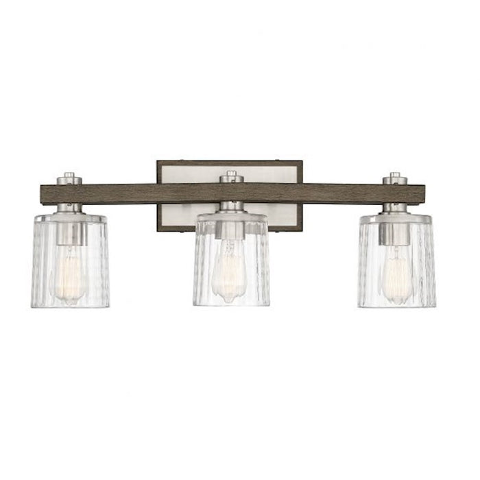 Savoy House Halifax 3Lt Bathroom Vanity Light, Nickel/Gray Wood - 8-1255-3-165