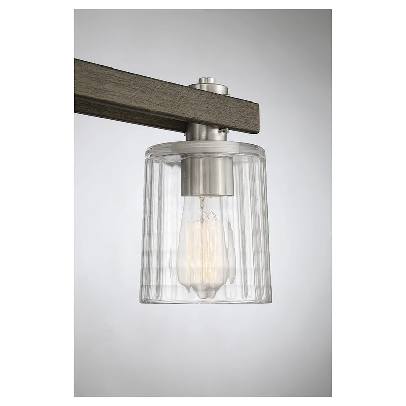 Savoy House Halifax 3Lt Bathroom Vanity Light, Nickel/Gray Wood