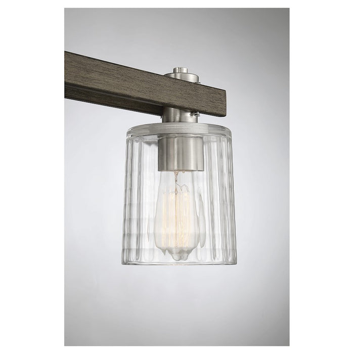 Savoy House Halifax 3Lt Bathroom Vanity Light, Nickel/Gray Wood