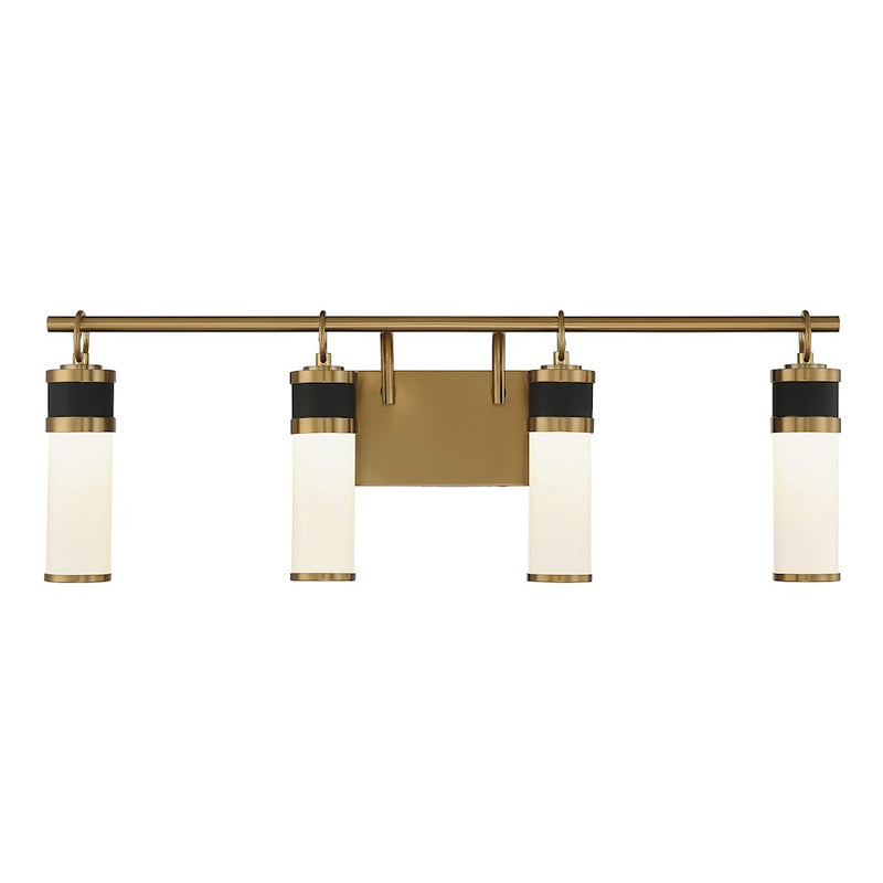 Savoy House Abel 4Lt LED Bathroom Vanity Light, Black/Brass