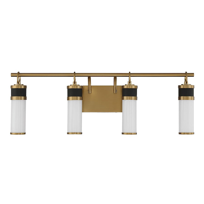 Savoy House Abel 4Lt LED Bathroom Vanity Light, Black/Brass