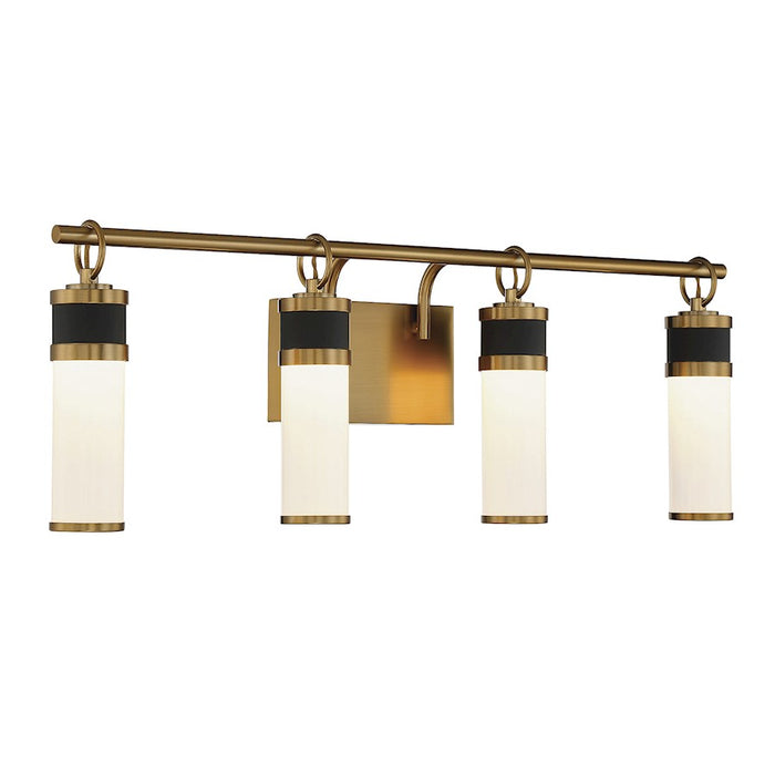 Savoy House Abel 4Lt LED Bathroom Vanity Light, Black/Brass