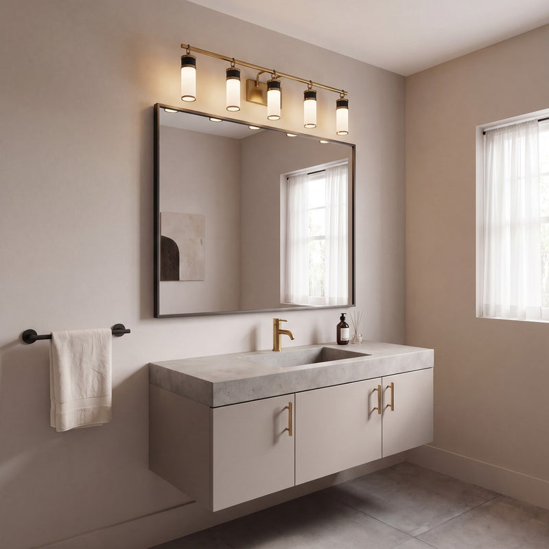 Savoy House Abel 5Lt LED Bathroom Vanity Light, Black/Brass