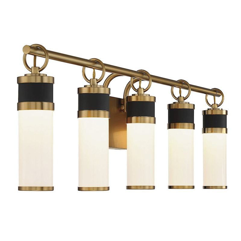 Savoy House Abel 5Lt LED Bathroom Vanity Light, Black/Brass
