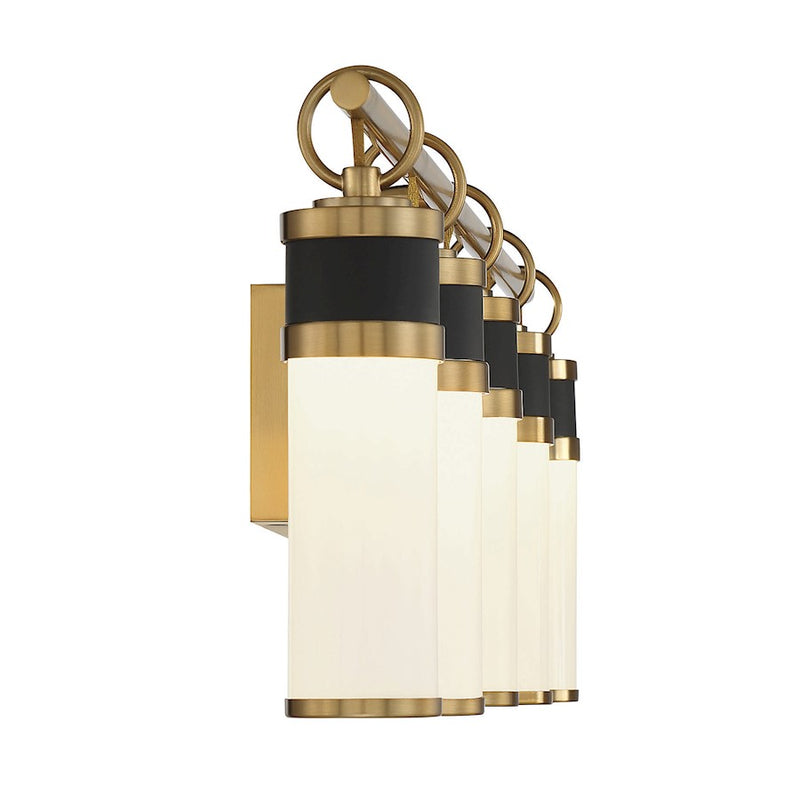 Savoy House Abel 5Lt LED Bathroom Vanity Light, Black/Brass