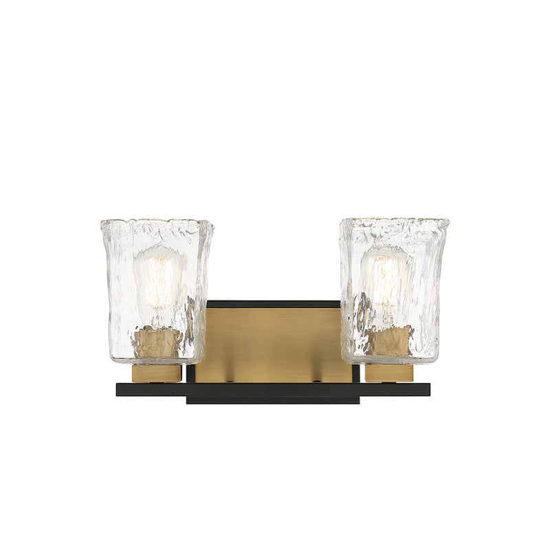 Savoy House Sidney 2 Light Vanity, Black/Brass/Clear Piastra
