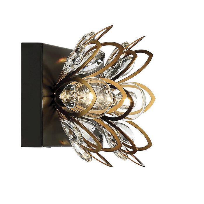 Savoy House Poppy 2Lt Bathroom Vanity Light, Black/Brass