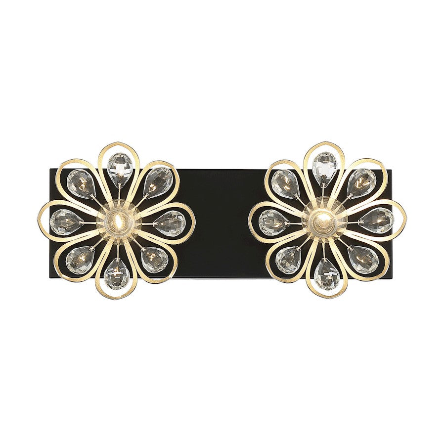 Savoy House Poppy 2 Light Vanity Light, Black