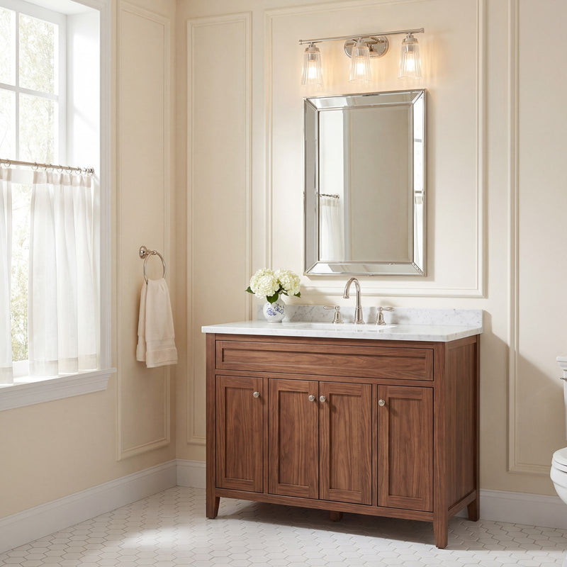 Savoy House Chantilly 3Lt Bathroom Vanity Light, Nickel