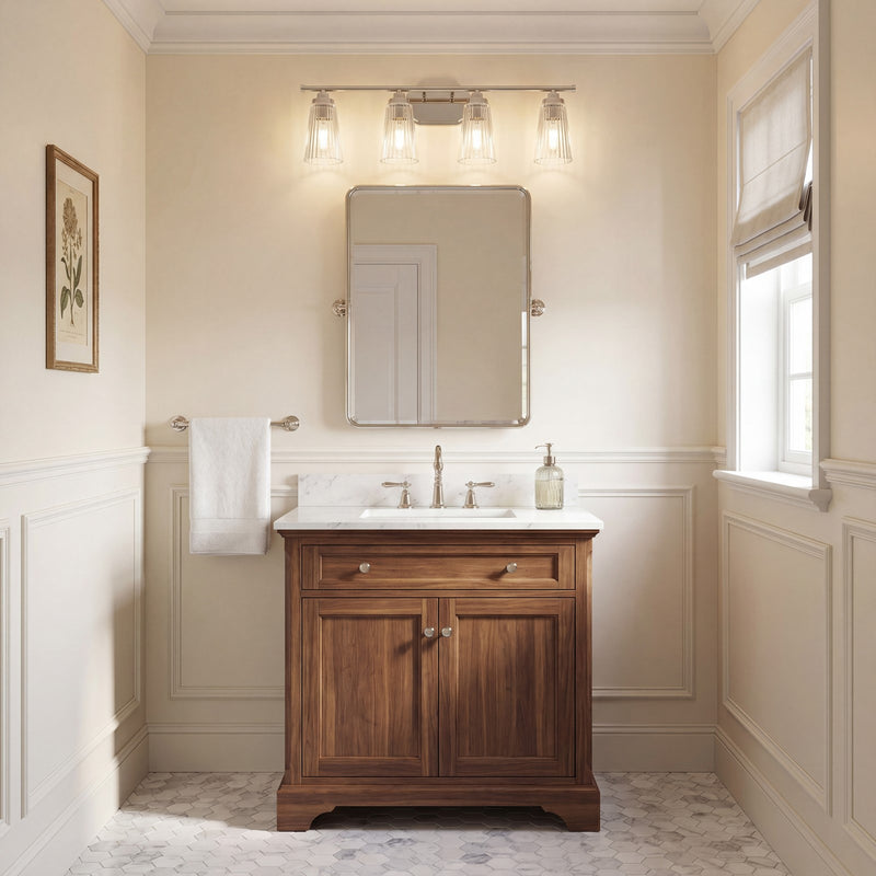 Savoy House Chantilly 4Lt Bathroom Vanity Light, Nickel