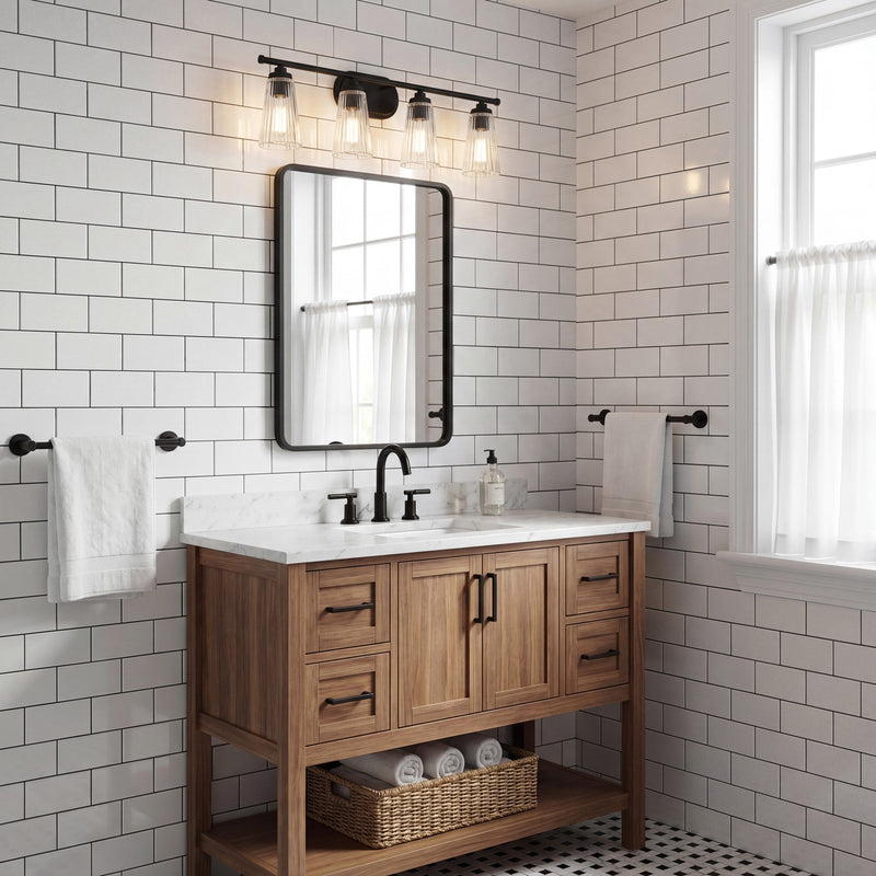 Savoy House Chantilly 4-Light Bathroom Vanity Light, Matte Black