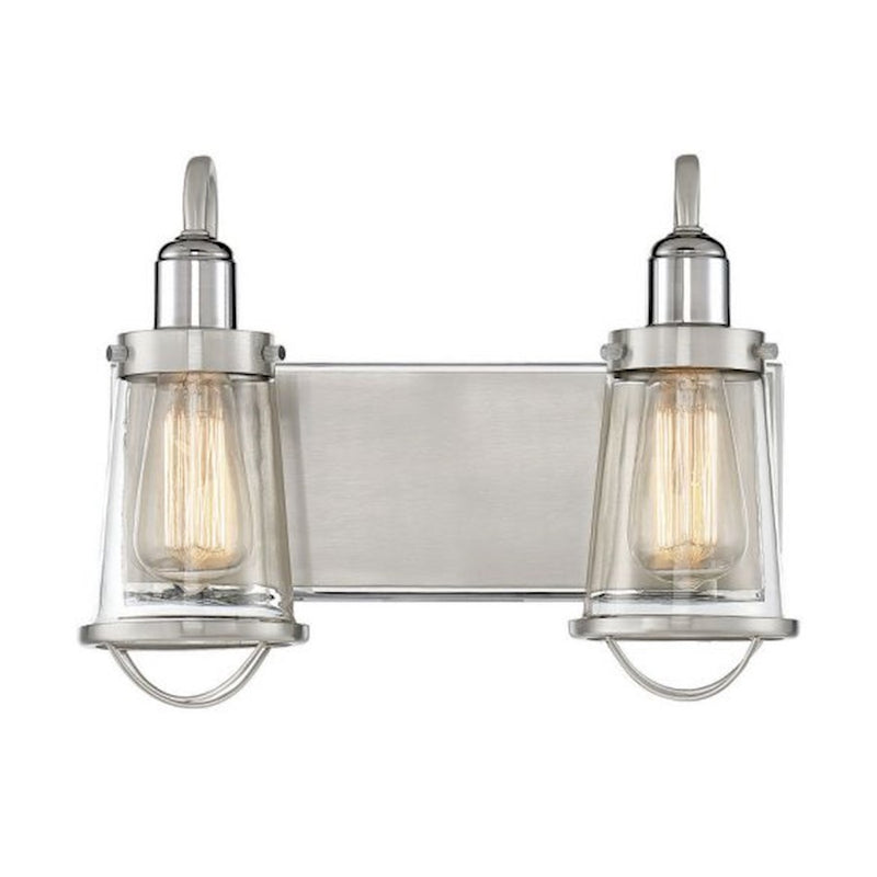 Savoy House Lansing 2Lt Bathroom Vanity Light, Nickel/ Nickel