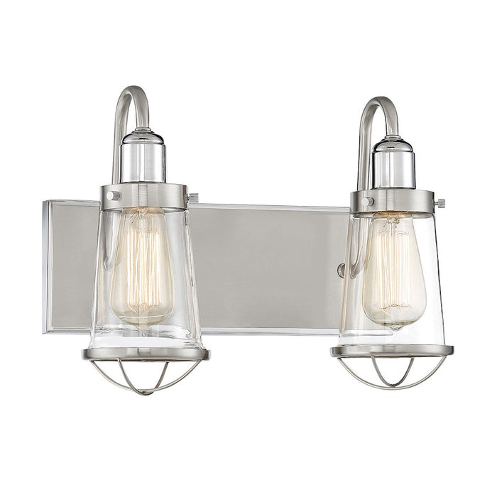 Savoy House Lansing 2Lt Bathroom Vanity Light, Nickel/ Nickel